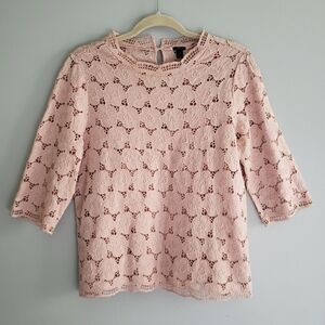 J. Crew Pink Lace Floral Blouse